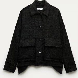 Zara Women's Black Textured Shirt Jacket